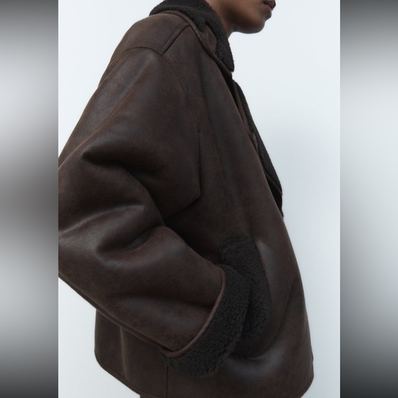 Zara Faux shearling lined jacket - Picture 4 of 10